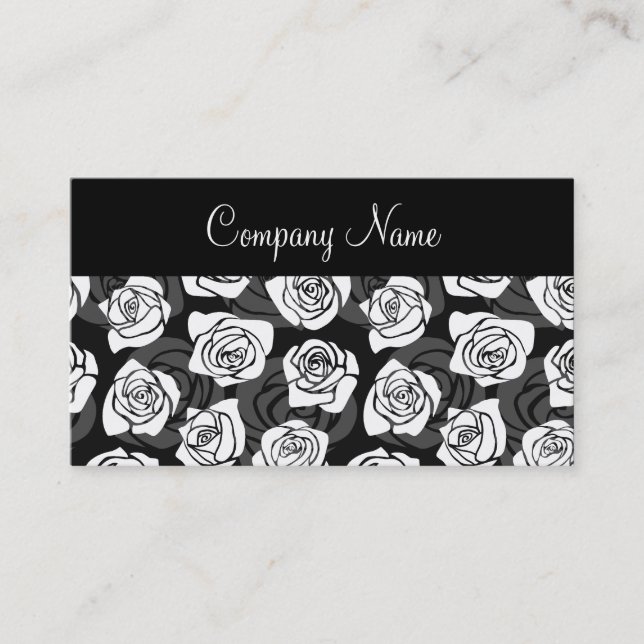 Lovely Vintage black and white roses Business Card (Front)