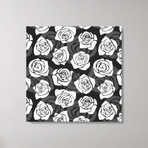 Lovely Vintage black and white roses Canvas Print
