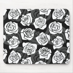 Lovely Vintage black and white roses Mouse Mat