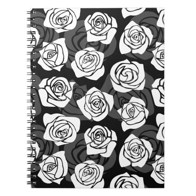 Lovely Vintage black and white roses Notebook (Front)
