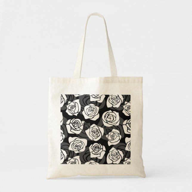 Lovely Vintage black and white roses Tote Bag (Front)