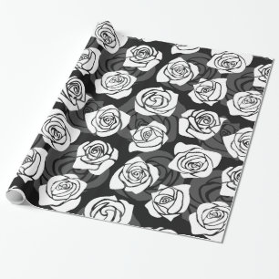 Lovely Vintage black and white roses Wrapping Paper
