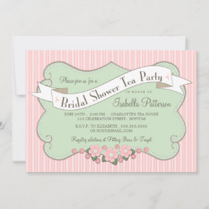 Lovely Vintage Bridal Shower Tea Party Invitation
