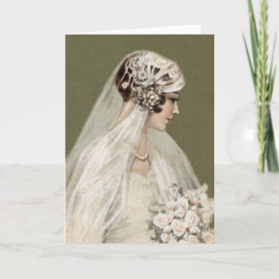 Lovely Vintage Bride, Antique Green Card