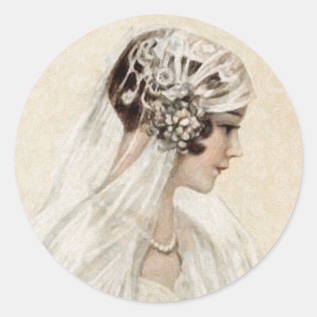 Lovely Vintage Bride Classic Round Sticker (Front)