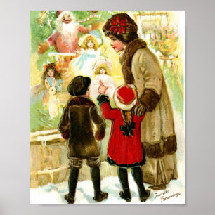 Lovely Vintage Christmas Illustration Poster