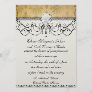 lovely vintage distressed gold damask invitation
