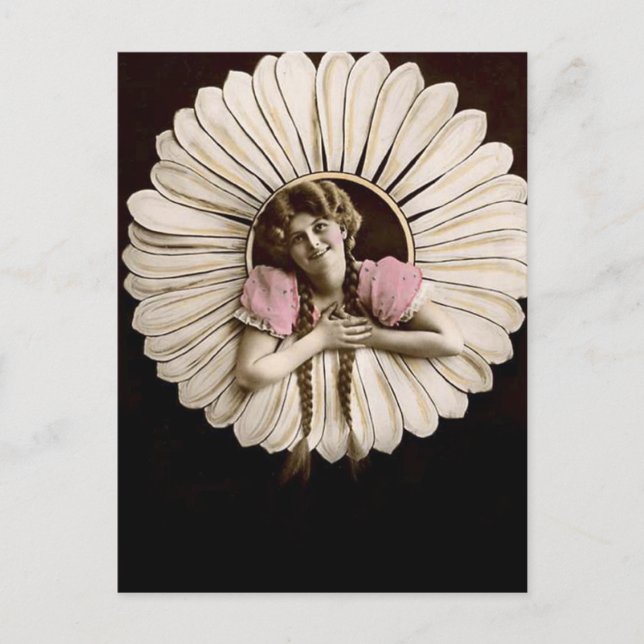 Lovely Vintage Flower Women Postcard (Front)