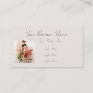 Lovely Vintage Lady In Pink Dress Business Card
