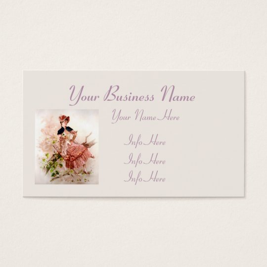 Lovely Vintage Lady In Pink Dress Business Card