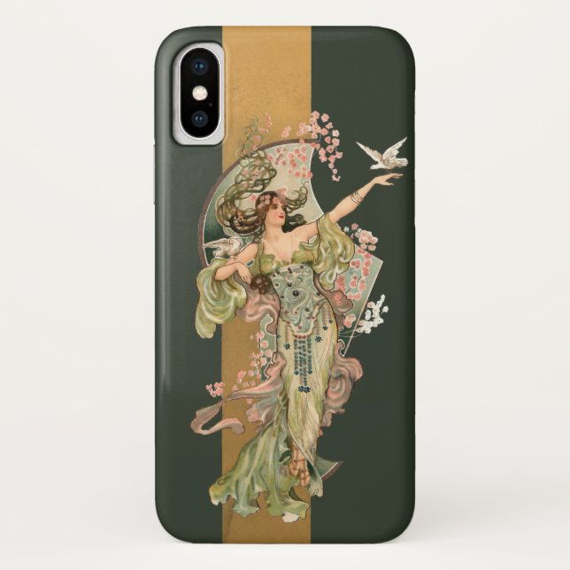 Lovely Vintage Nouveau Woman Case-Mate iPhone Case (Back)