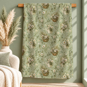 Lovely Vintage Pastel Green Daisy Blanket Design