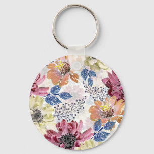Lovely Vintage pink orange chrysanthemum Key Ring