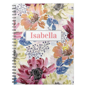 Lovely Vintage Pink orange chrysanthemum Notebook