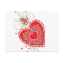 Lovely Vintage Pink Rose & Lace Postcard