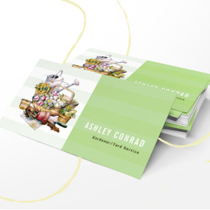 Lovely Vintage Retro Gardening Tools Business Card