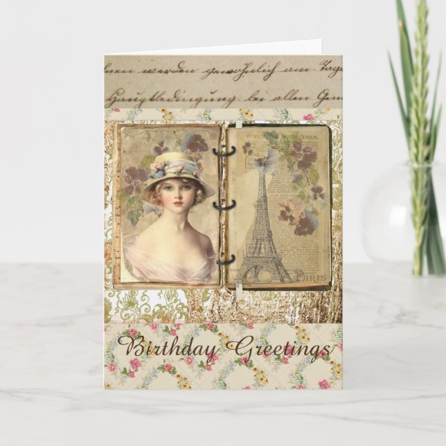 Lovely Vintage Style Birthday Card For Women (Front)