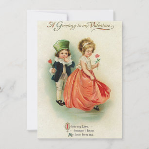 Lovely Vintage Valentine Couple Boy Girl Card
