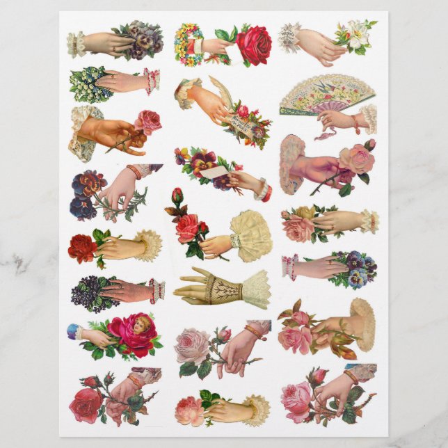 Lovely Vintage Victorian Era Scrapbook Hand Whimsy (Front)