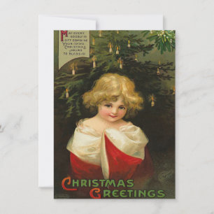 Lovely Vintage Victorian Little Girl Christmas Card