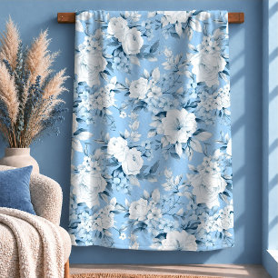 Lovely Vintage White Floral Cosy Throw Blanket