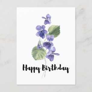 Lovely violet Bouquet Happy Birthday  Postcard