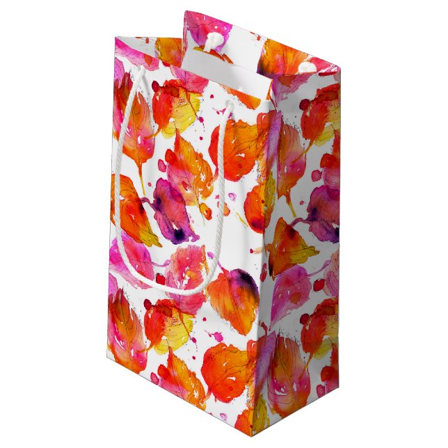 Lovely watercolor autumn leaves  pattern small gift bag (Back Angled)