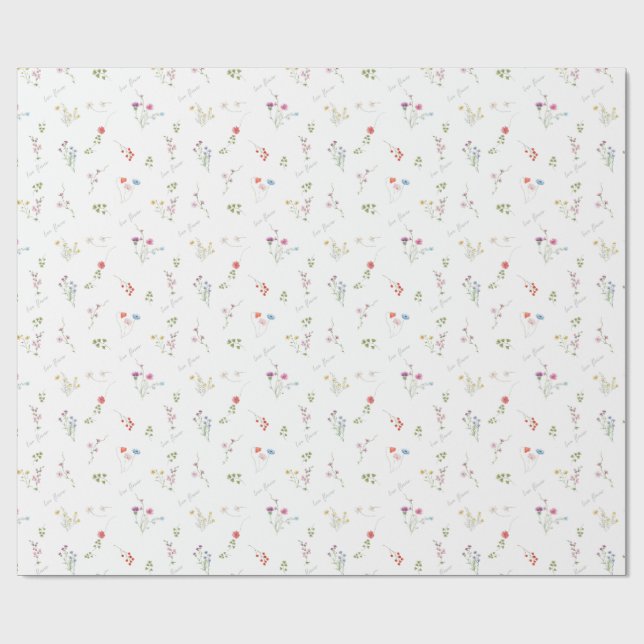 Lovely Watercolor Flower Wrapping Paper (Flat)