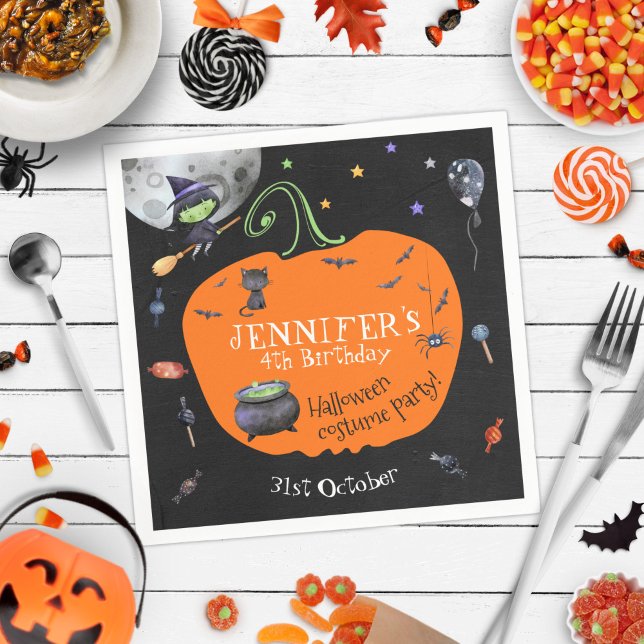 Lovely Watercolor Halloween Kids Costume Party Napkin (Creator Uploaded)