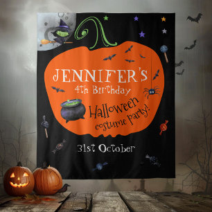 Lovely Watercolor Halloween Kids Photo Backdrop Tapestry