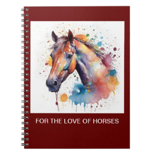 Lovely watercolor horse spiral notebook. notebook