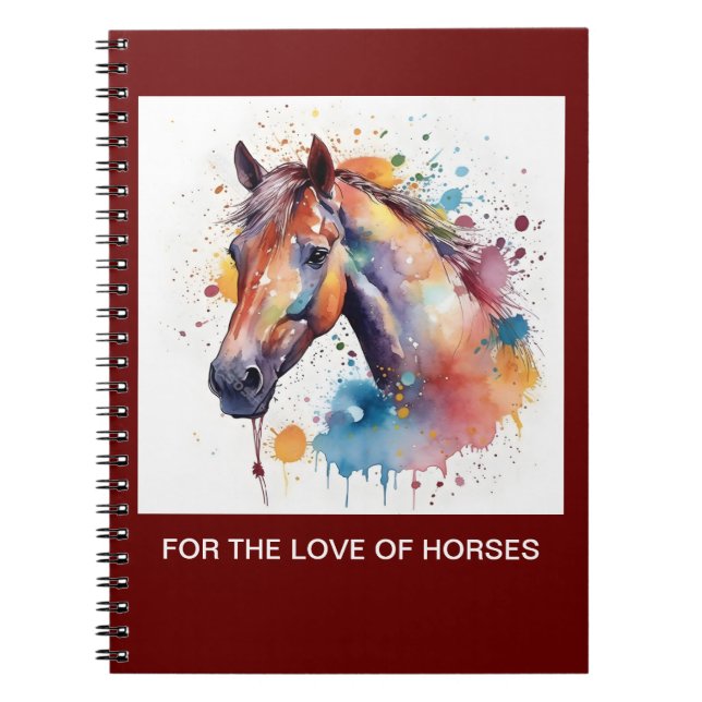 Lovely watercolor horse spiral notebook. notebook (Front)