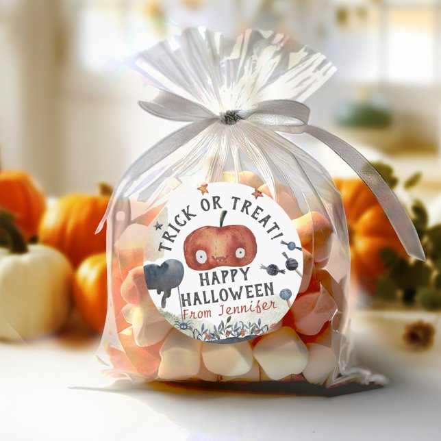 Lovely Watercolor Kids Birthday Halloween Classic Round Sticker (Creator Uploaded)