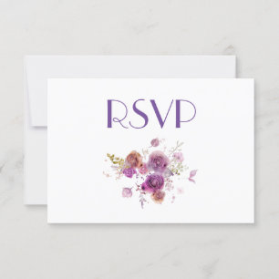 Lovely Watercolor Purple Floral RSVP Invitation