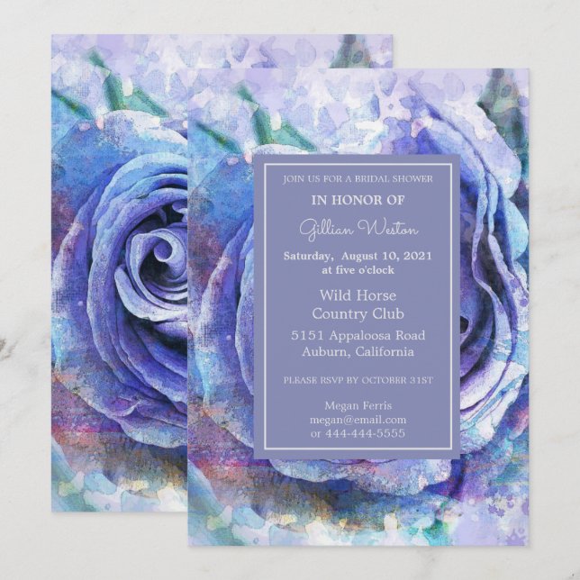 Lovely Watercolor Rose Invitation (Front/Back)