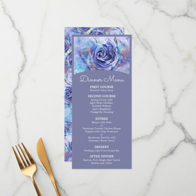 Lovely Watercolor Rose Menu (Front/Back In Situ)