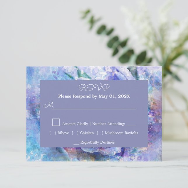 Lovely Watercolor Rose RSVP Card (Standing Front)