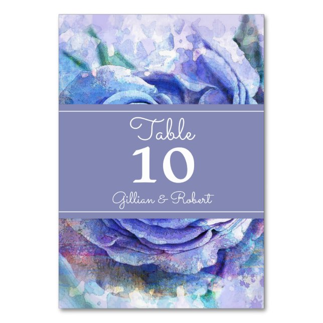 Lovely Watercolor Rose Table Number (Front)