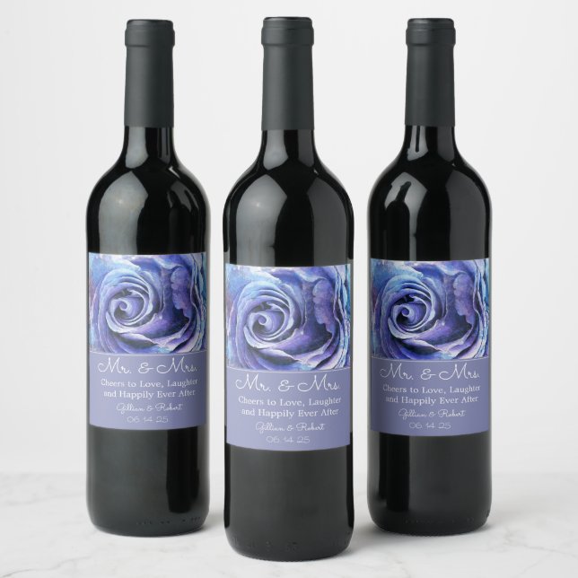 Lovely Watercolor Rose Wine Label (Bottles)