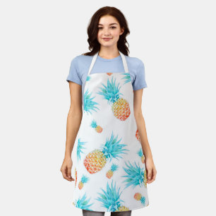 Lovely Watercolor Tropical Fruit Pineapple Pattern Apron