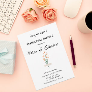 Lovely Watercolor Wildflower Rehearsal Dinner Invitation
