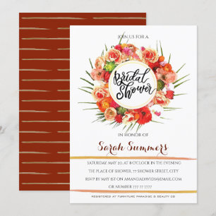 Lovely Watercolor Wreath Bridal Shower Invitation