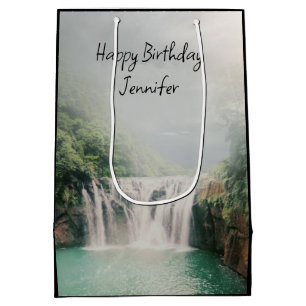 Lovely Waterfall in a Mountain Forest Birthday Medium Gift Bag