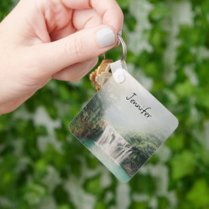 Lovely Waterfall in a Mountain Forest Key Ring