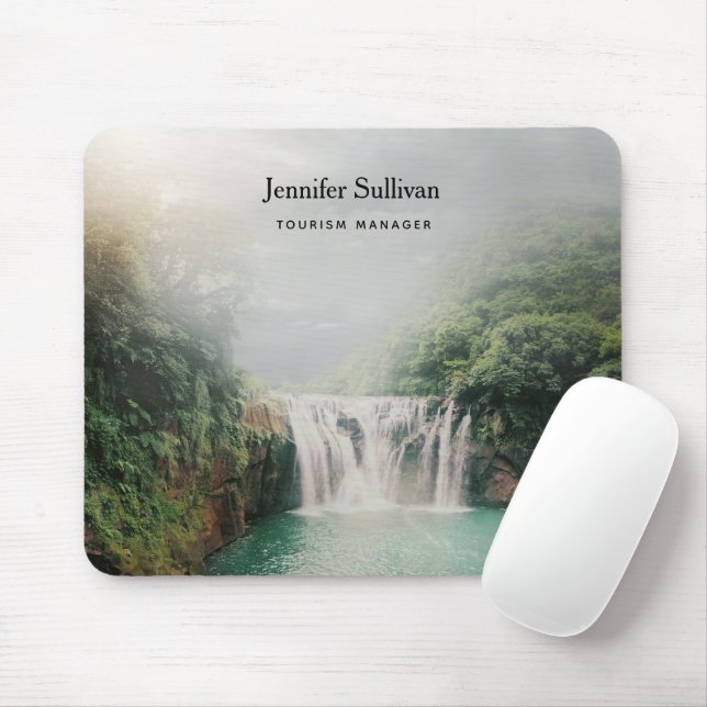 Lovely Waterfall in a Mountain Forest Mouse Mat (With Mouse)