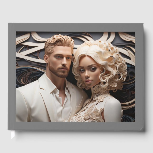 Lovely  Wedding Couple Dressed in White Guest Book (Front)