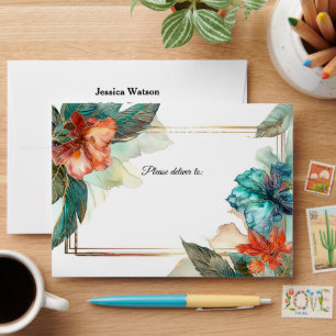 ✉️ Lovely Wedding Hibiscus Serenade Paradise Envelope