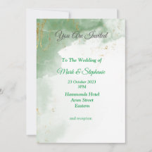 Lovely Wedding Invitation, green marbled