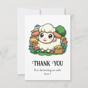 Lovely Whimsical Sheep Baby Shower Thank You Card
