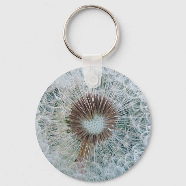 Lovely White Dandelion Key Ring (Front)